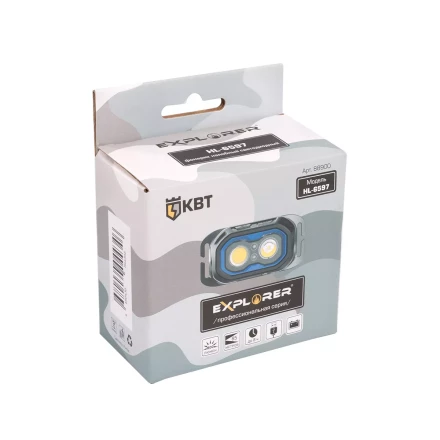 Фонарик налобный светодиодный со встроенным аккумулятором КВТ HL-6597 (88900) купить в Надыме