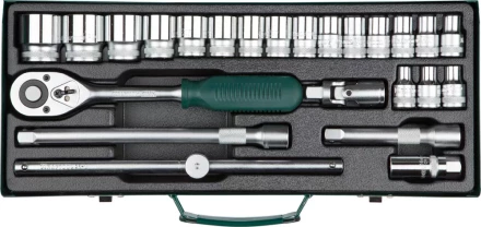 Набор торцовых головок KRAFTOOL "INDUSTRIE QUALITAT" (1/2") универсальный, Cr-V, металлический кейс, 24 предмета 27892-H24_z01 купить в Надыме