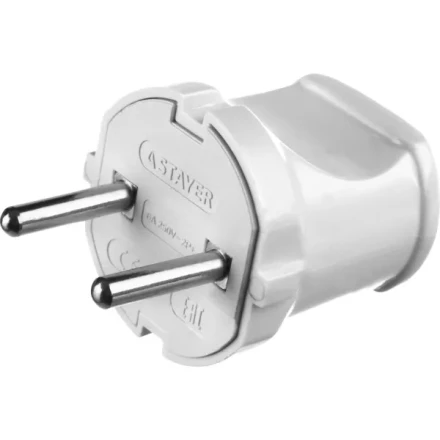 Вилка MAXElectro электрическая, 6А/220В, белая, STAYER 55150-W купить в Надыме