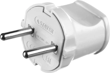 Вилка MAXElectro электрическая, 6А/220В, белая, STAYER 55150-W купить в Надыме