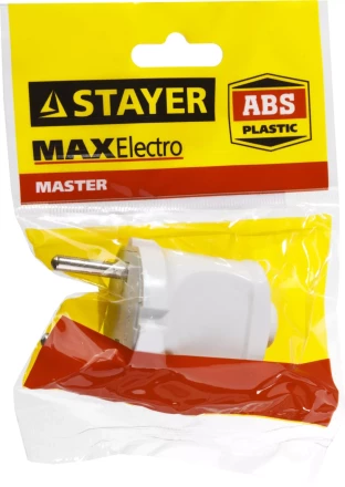 Вилка MAXElectro электрическая, 6А/220В, белая, STAYER 55150-W купить в Надыме