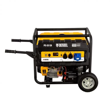 Генератор бензиновый PS 55 EA, 5.5 кВт, 230 В, 25 л, коннектор автоматики 5 PIN, электростартер Denzel 9468743 купить в Надыме