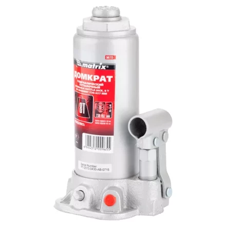 Домкрат гидравлический бутылочный 8 т h подъема 230–457 мм  MATRIX MASTER 50723 купить в Надыме