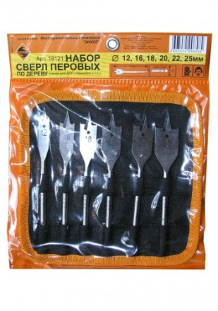 Набор сверл перовых  6 шт.12-25х152мм в сум1/1/40 19121 купить в Надыме