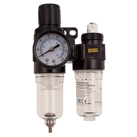 Блок подготовки воздуха регулятор-фильтр-лубрикатор FLR1500, 10 бар, 1500 л/мин, 1/4&quot; Denzel 57469 купить в Надыме