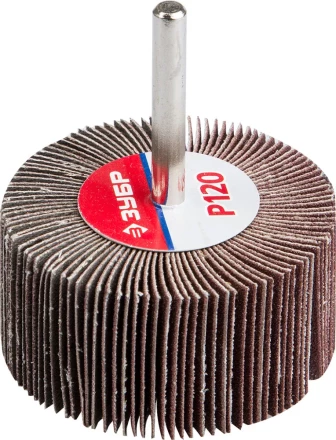 Круг шлифовальный ЗУБР "МАСТЕР" веерный лепестковый, на шпильке, тип КЛО, зерно-электрокорунд нормальный, P120, 30х60мм 36602-120 купить в Надыме