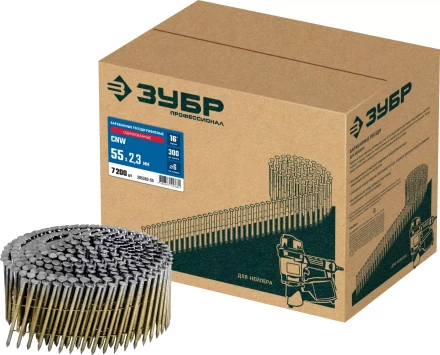 ЗУБР CNW 55 х 2.3 мм, барабанные гвозди рифленые оцинкованные, 7200 шт (305383-55) купить в Надыме