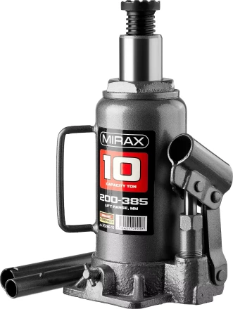 Домкрат гидравлический бутылочный, 10т, 200-385 мм, MIRAX 43260-10 43260-10 купить в Надыме