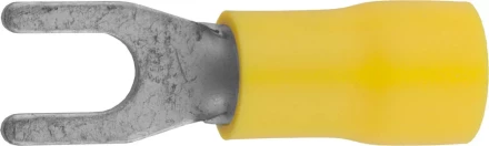 Наконечник СВЕТОЗАР для кабеля, изолированный, с вилкой, желтый, вн. d 4,3мм, под болт 8мм, провод 4-6мм2, 48А, 10шт 49420-60 купить в Надыме
