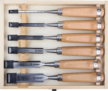 Набор ЗУБР Стамески-долото "ЭКСПЕРТ" с деревянной ручкой, хромованадиевых, 6; 10; 12; 16; 20; 25мм, 6шт 18096-H6 купить в Надыме