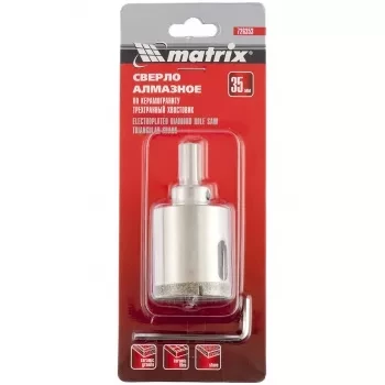 Сверло алмазное по керамограниту 35 х 67 мм 3-гранный хвостовик MATRIX 726353 купить в Надыме