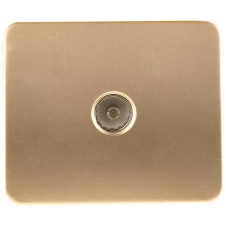 Розетка СВЕТОЗАР "ГАММА" телевизионная, без вставки и рамки, цвет золотой металлик SV-54115-GM купить в Надыме