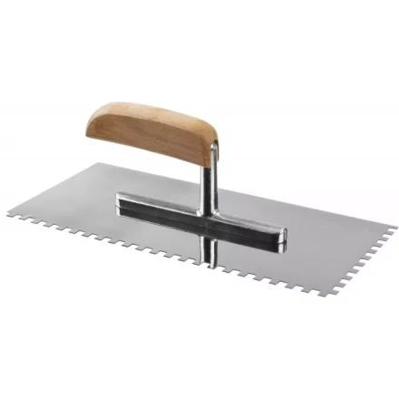 Гладилка нержавеющая ЗУБР "ПРОФЕССИОНАЛ" с деревянной ручкой, зубчатая, 6х6мм, 130х280мм 0806-06_z01 купить в Надыме