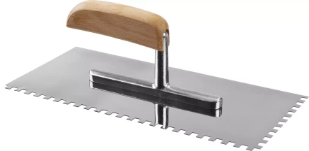 Гладилка нержавеющая ЗУБР "ПРОФЕССИОНАЛ" с деревянной ручкой, зубчатая, 6х6мм, 130х280мм 0806-06_z01 купить в Надыме