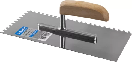 Гладилка нержавеющая ЗУБР "ПРОФЕССИОНАЛ" с деревянной ручкой, зубчатая, 6х6мм, 130х280мм 0806-06_z01 купить в Надыме