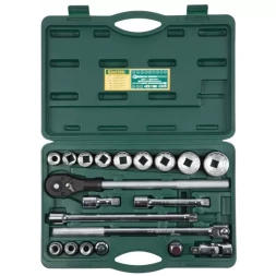 Набор торцовых головок KRAFTOOL "INDUSTRIE QUALITAT" (3/4"), Cr-V, пластиковый кейс, 20 предметов 27895-H20_z01