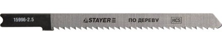 Полотна STAYER &quot;PROFI&quot;, U101BR, для эл/лобзика, HCS, по дереву, фанере, ламинату, обратн. рез, US-хвост., шаг 2,5мм, 75мм, 2шт 15996-2.5_z01 купить в Надыме