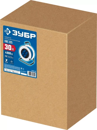 ЗУБР ПВС-325, ПВС, 3 x 2.5 мм2, 30 м, 4000 Вт, IP44, силовой удлинитель на стальной катушке, Профессионал (55102-30) купить в Надыме