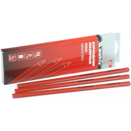 Карандаши малярные овальные для твердых поверхностей 250мм коробка 12штук MATRIX 84811 купить в Надыме