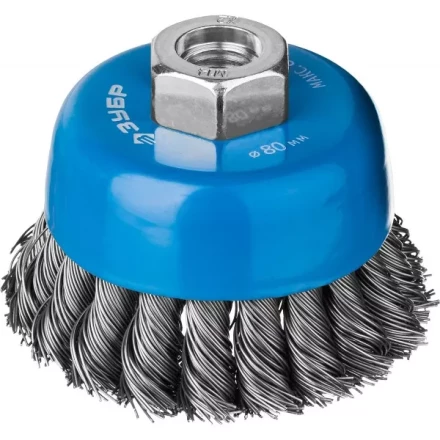 ЗУБР "ПРОФЕССИОНАЛ". Щетка чашечная для УШМ, плетеные пучки стальной проволоки 0,5мм, 80ммхМ14 35275-080_z02 купить в Надыме