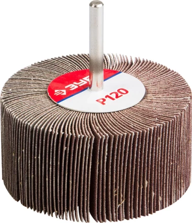 Круг шлифовальный ЗУБР "МАСТЕР" веерный лепестковый, на шпильке, тип КЛО, зерно-электрокорунд нормальный, P120, 40х80мм 36604-120 купить в Надыме