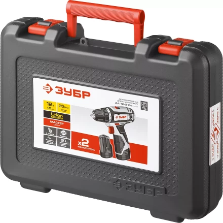 Дрель-шуруповерт ЗУБР "МАСТЕР", Литий-ион, 2 скорости, реверс, 12В, 1.5 А/ч, 10 мм, 0-360 / 0-1400 об/мин, 2 АКБ, БЗУ, блокировка шпинделя ДА-12-2-Ли КНМ1 купить в Надыме