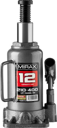 Домкрат гидравлический бутылочный, 12т, 210-400 мм, MIRAX 43260-12 43260-12 купить в Надыме