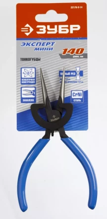 Тонкогубцы ЗУБР "ПРОФЕССИОНАЛ", хромоникелевая сталь, обливные рукоятки, 140мм 22175-3-14 купить в Надыме