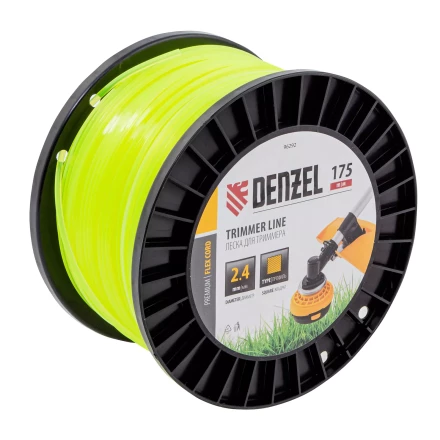 Леска для триммера квадрат Denzel, 2,4мм х 175м, на DIN катушке FLEX CORD, 96292 купить в Надыме