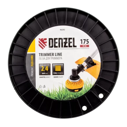 Леска для триммера квадрат Denzel, 2,4мм х 175м, на DIN катушке FLEX CORD, 96292 купить в Надыме