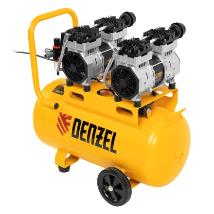 Компрессор безмасляный, малошумный Denzel DLS 1500/50, 1500 ВТ, 2x750, 50 л, 260 л/мин купить в Надыме