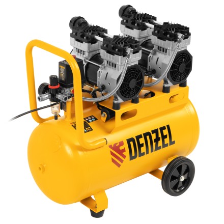 Компрессор безмасляный, малошумный Denzel DLS 1500/50, 1500 ВТ, 2x750, 50 л, 260 л/мин купить в Надыме
