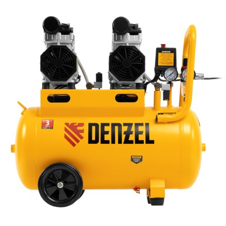 Компрессор безмасляный, малошумный Denzel DLS 1500/50, 1500 ВТ, 2x750, 50 л, 260 л/мин купить в Надыме