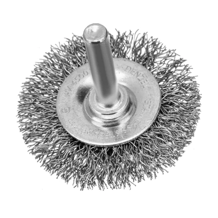 Набор щеток для дрели, 1 Плоская 50мм, 2 Чашки 25-50мм, шпилька, нерж. вит. проволока Denzel 74491 купить в Надыме
