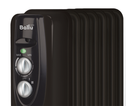 Маслянный радиатор обогреватель электрический BALLU Classic black BOH/CL-07BRN 1500 купить в Надыме