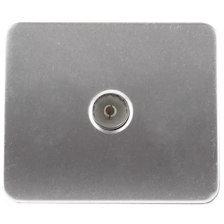 Розетка СВЕТОЗАР "ГАММА" телевизионная, без вставки и рамки, цвет светло-серый металлик SV-54115-SM купить в Надыме