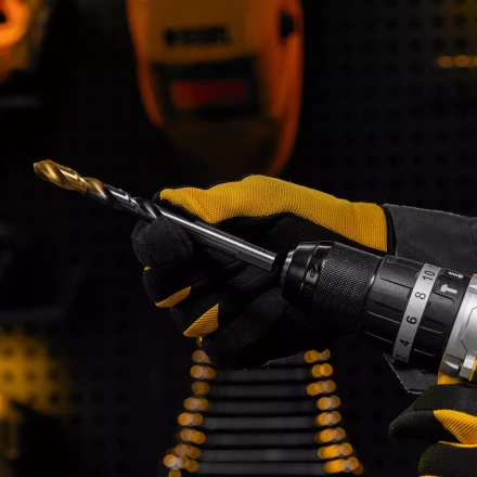 Сверло спиральное по металлу Denzel, 11 x 142мм, Р6М5, Golden Tip, многогранная заточка, 718286 купить в Надыме