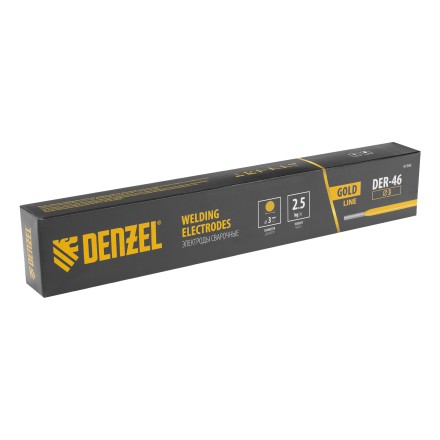 Электроды Denzel DER-46 Goldline, диам. 3 мм, 2,5 кг, рутил-целлюлозное покрытие 97506 купить в Надыме