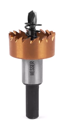 HSS-TiN коронка MESSER  27мм с центр. сверлом и толкающей пружиной для  лист. материала  до 2 мм ц/х купить в Надыме