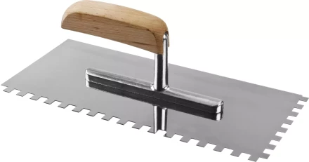 Гладилка нержавеющая ЗУБР "ПРОФЕССИОНАЛ" с деревянной ручкой, зубчатая, 8х8мм, 130х280мм 0806-08_z01 купить в Надыме