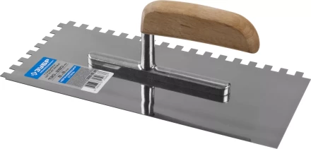 Гладилка нержавеющая ЗУБР "ПРОФЕССИОНАЛ" с деревянной ручкой, зубчатая, 8х8мм, 130х280мм 0806-08_z01 купить в Надыме