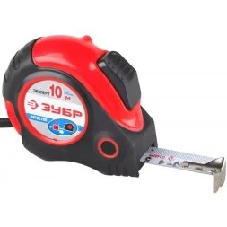 Рулетка ЗУБР "ЭКСПЕРТ", двухкомпонентный корпус, автостоп, 10м/25мм 34057-10-25_z02