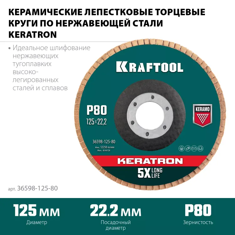 Круги лепестковые керамические торцевые 36598-125-80 купить в Надыме