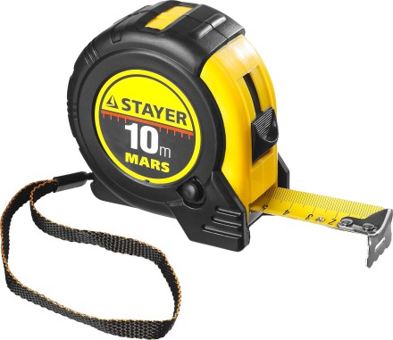 Рулетка STAYER &quot;PROFI&quot; &quot;MARS&quot;, обрезиненный корпус, утолщенное полотно, 10мх25мм 34131-10_z01 купить в Надыме