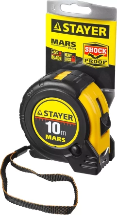 Рулетка STAYER "PROFI" "MARS", обрезиненный корпус, утолщенное полотно, 10мх25мм 34131-10_z01 купить в Надыме