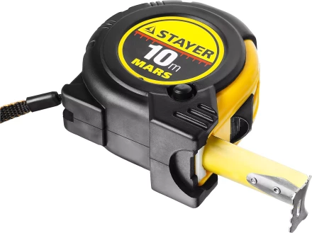 Рулетка STAYER "PROFI" "MARS", обрезиненный корпус, утолщенное полотно, 10мх25мм 34131-10_z01 купить в Надыме
