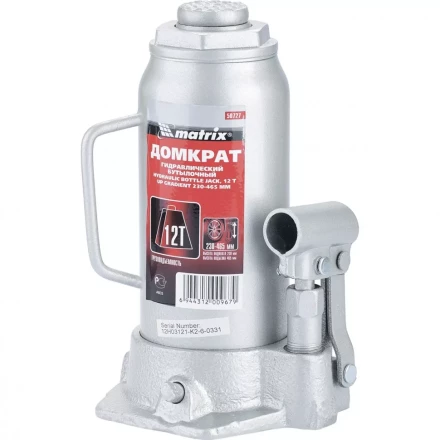 Домкрат гидравлический бутылочный 12 т h подъема 230–465 мм MATRIX MASTER 50727 купить в Надыме