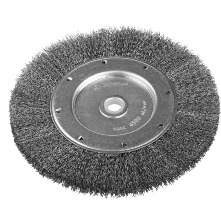 ЗУБР "ЭКСПЕРТ". Щетка дисковая для точильно-шлифовального станка, витая стальная проволока 0,3мм, 200х12,7мм 35185-200_z01 купить в Надыме