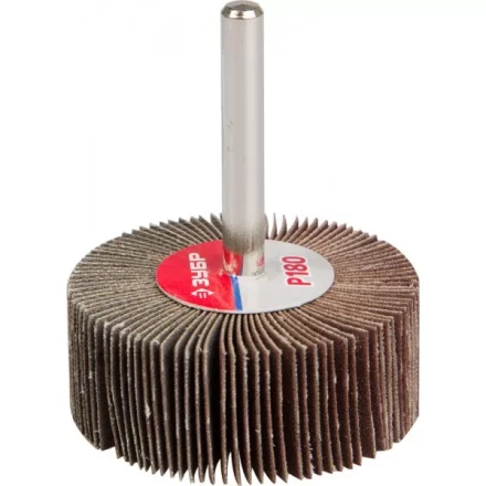 Круг шлифовальный ЗУБР "МАСТЕР" веерный лепестковый, на шпильке, тип КЛО, зерно-электрокорунд нормальный, P180, 20х50мм 36601-180 купить в Надыме