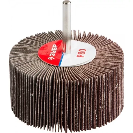 Круг шлифовальный ЗУБР "МАСТЕР" веерный лепестковый, на шпильке, тип КЛО, зерно-электрокорунд нормальный, P80, 40х80мм 36604-080 купить в Надыме